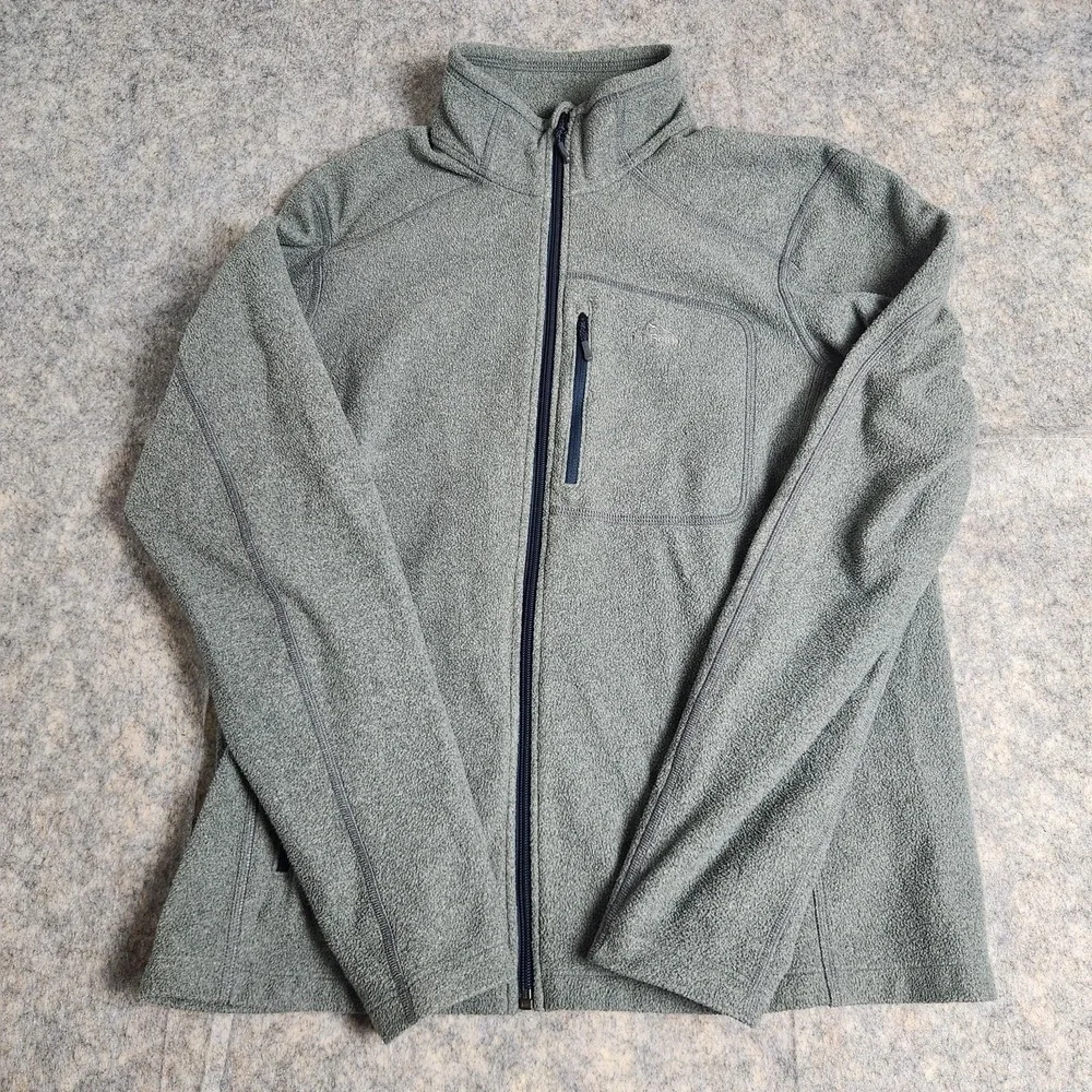 LL Bean Trail Fleece Full Zip Jacket Men M Gray Slightly Fitted Long Sleeve Hike